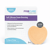 Sacral Soft Silicone Foam Dressing with Adhesive Border 5 Pcs